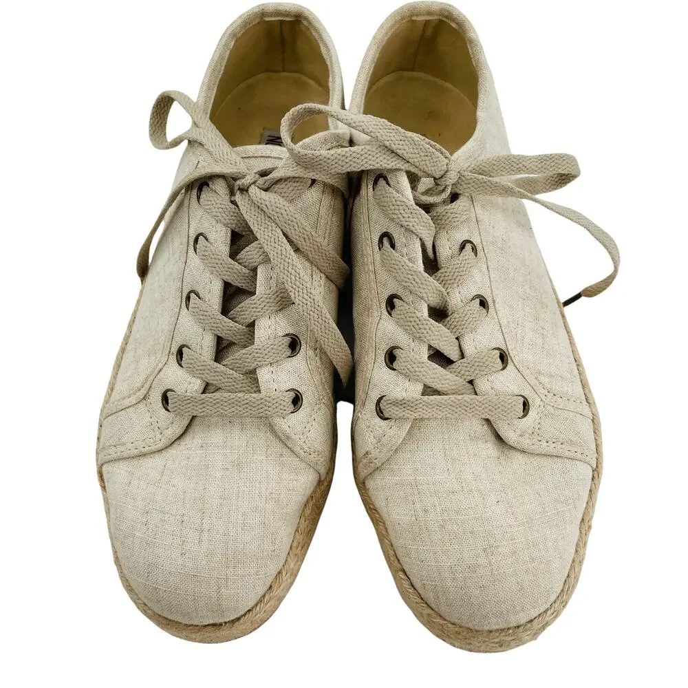 NOT RATED Mateo Cream Natural Canvas Espadrille Platform Sneaker 8